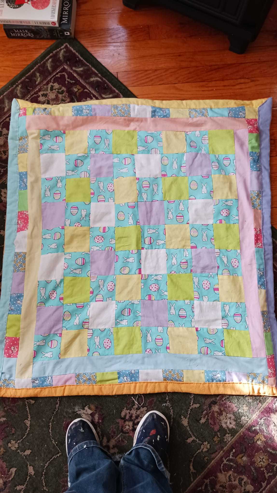 Easter quilt - bunnies and pastel squares