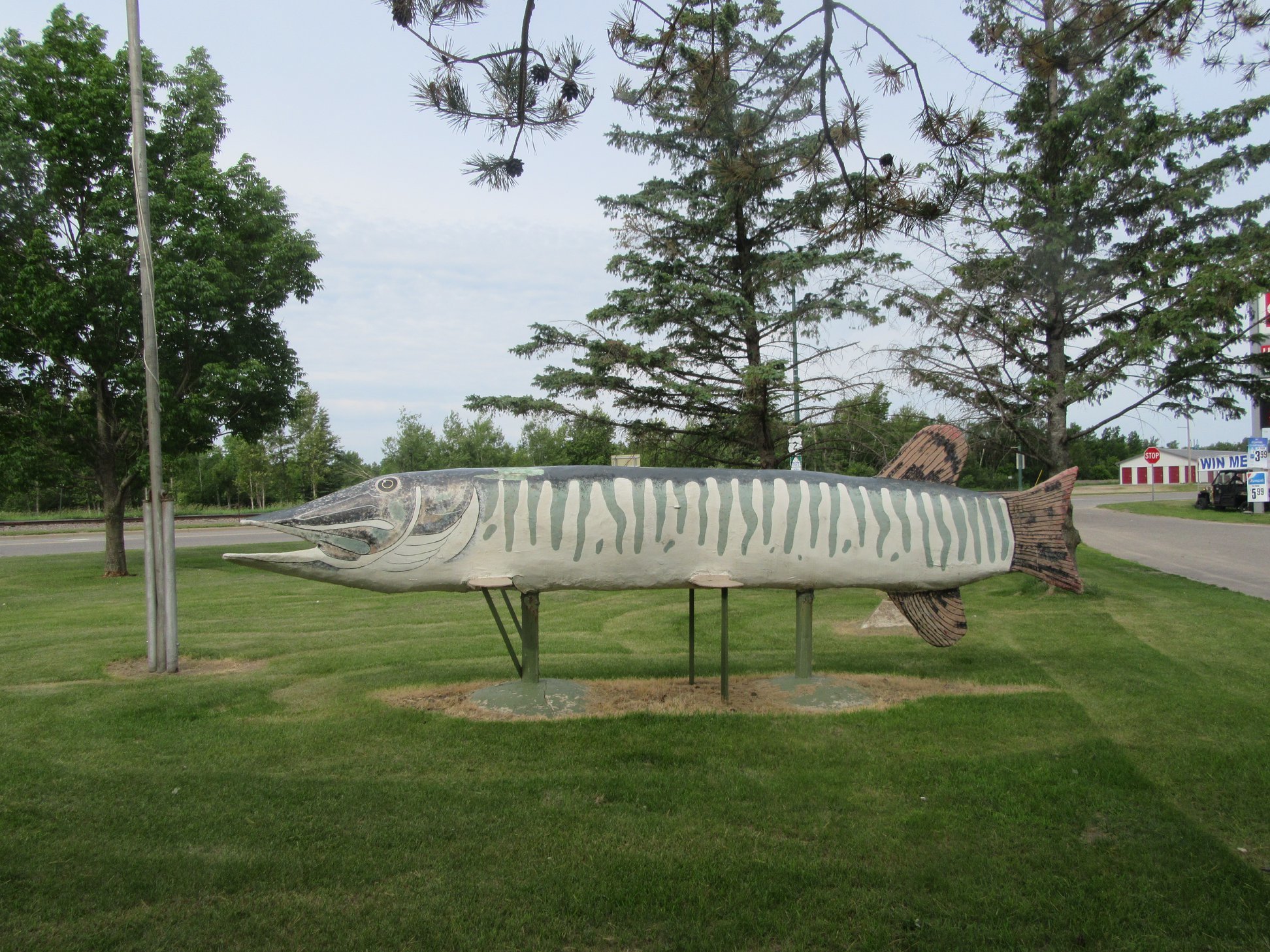 giant statue of norther pike (fish) in Deer River, MN