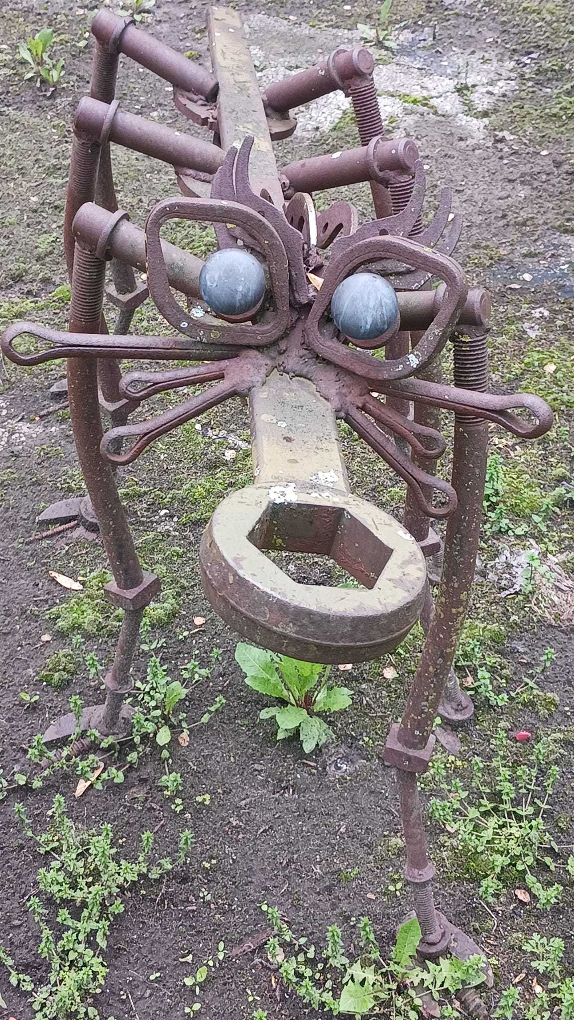 Weird bug-like scrap sculpture